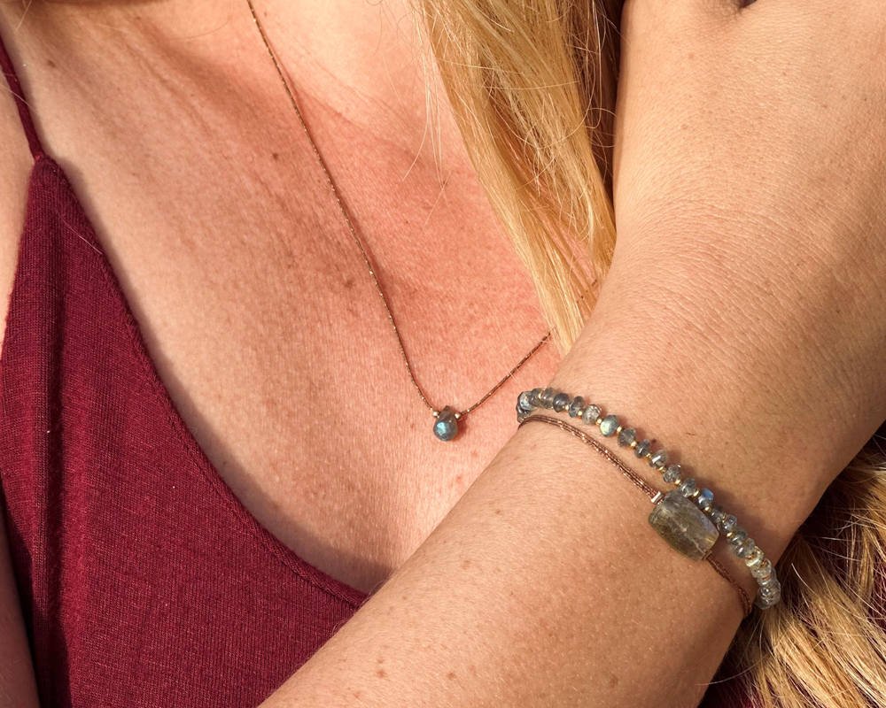 Collier goutte de labradorite