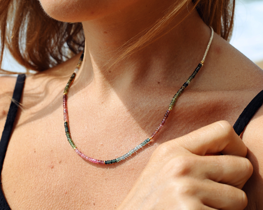 Collier Tourmaline multicolore "Récif corallien"